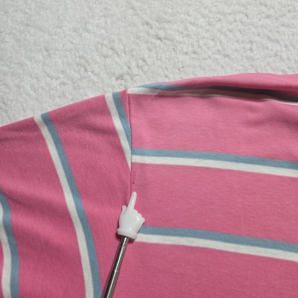 Vintage Polo Ralph Lauren Knit Polo Men's XL Pink White Striped Made In USA - Picture 7 of 9